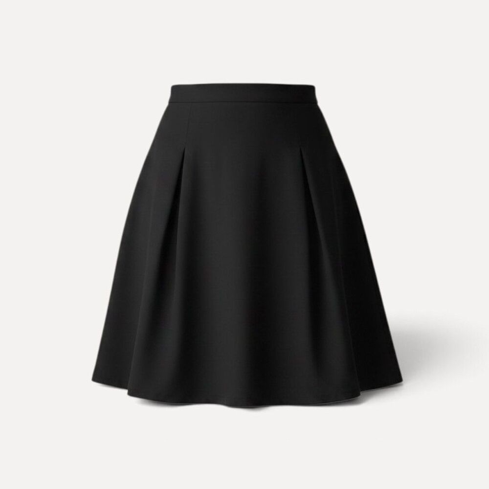 Apostrophe Black Linen Blend A-Line Pleated Skirt Women's 14 XL Career